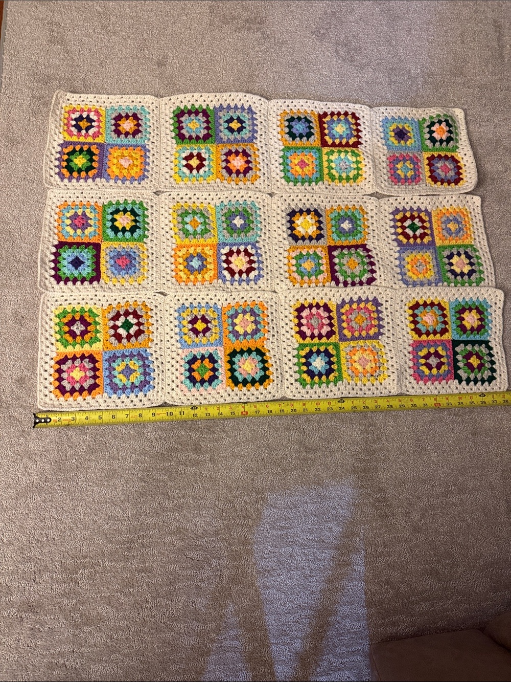 Handmade Multicolor BABY BLANKET Crochet Granny Square Throw - Unbranded